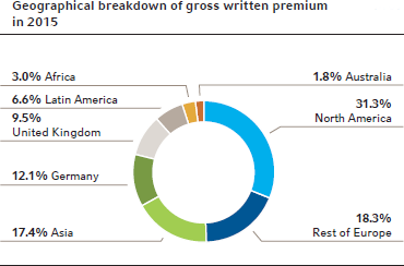 Geographical breakdown of gross written premium
in 2015
