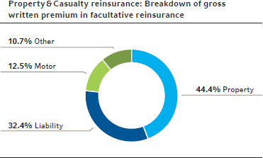 Property & Casualty reinsurance: Breakdown of gross
written premium in facultative reinsurance